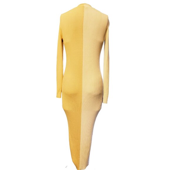 Staud Shoko Dress Beige Color Block Rib Sweater V Neck Button Front Midi Small - Picture 5 of 9